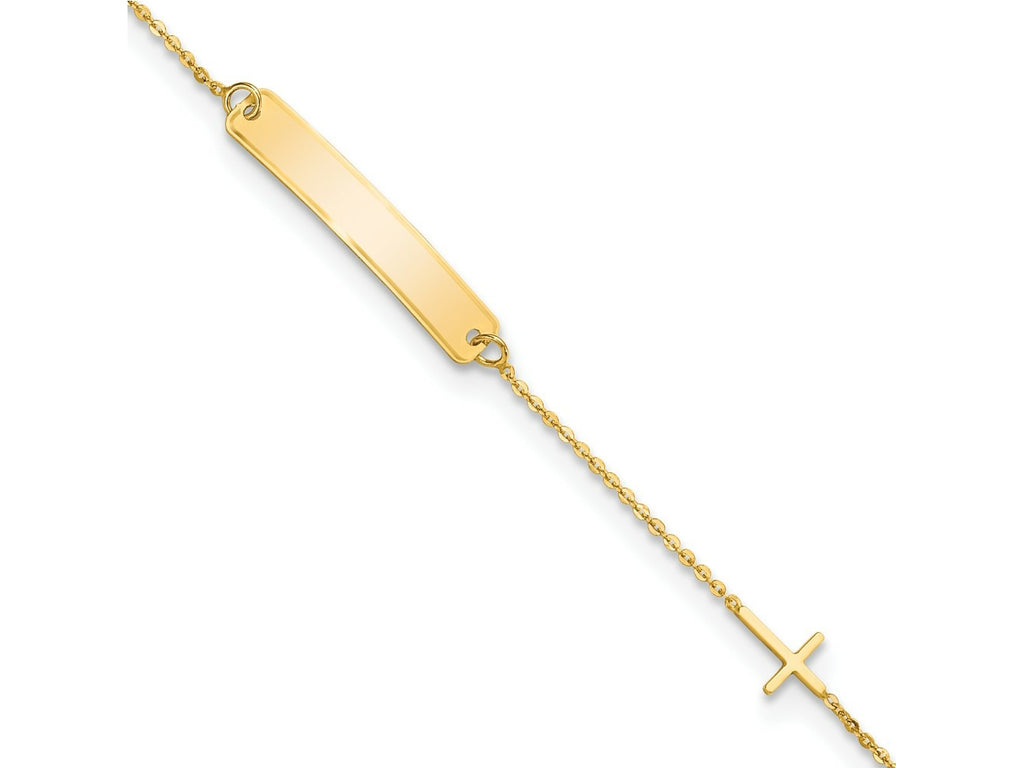 FJC Finejewelers 14 kt Yellow Gold Cable Polished 5.5in Cross ID Bracelet 5.5 Inches x 4.3 mm