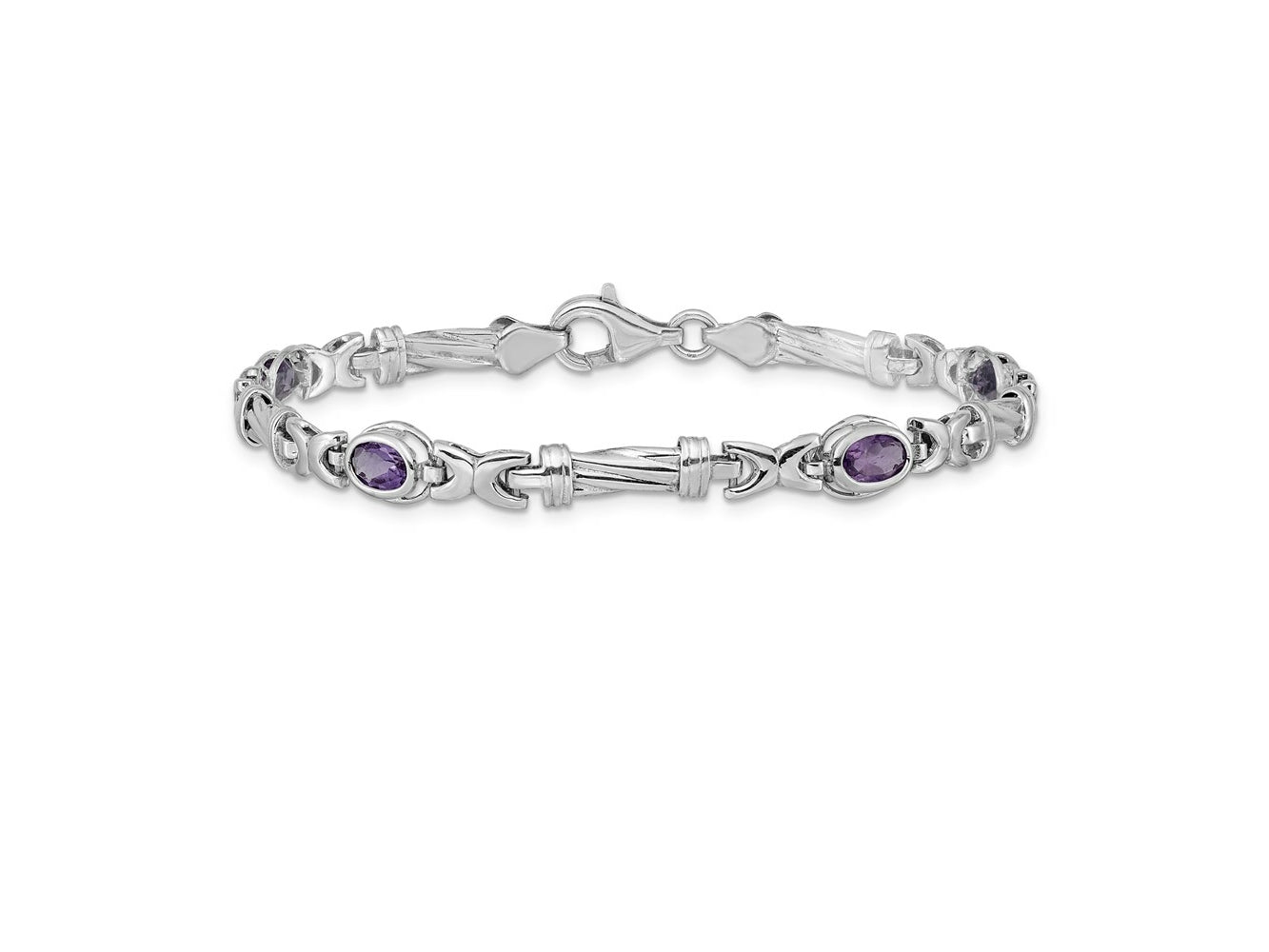 FJC Finejewelers 14 kt White Gold Amethyst Bracelet 7 Inches x 5 mm