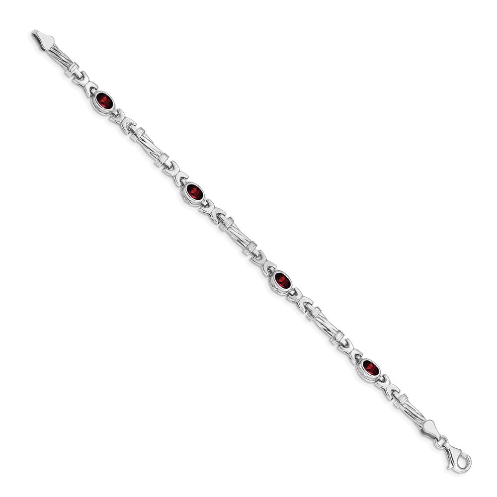 FJC Finejewelers 14 kt White Gold Garnet Bracelet 7 Inches x 5 mm