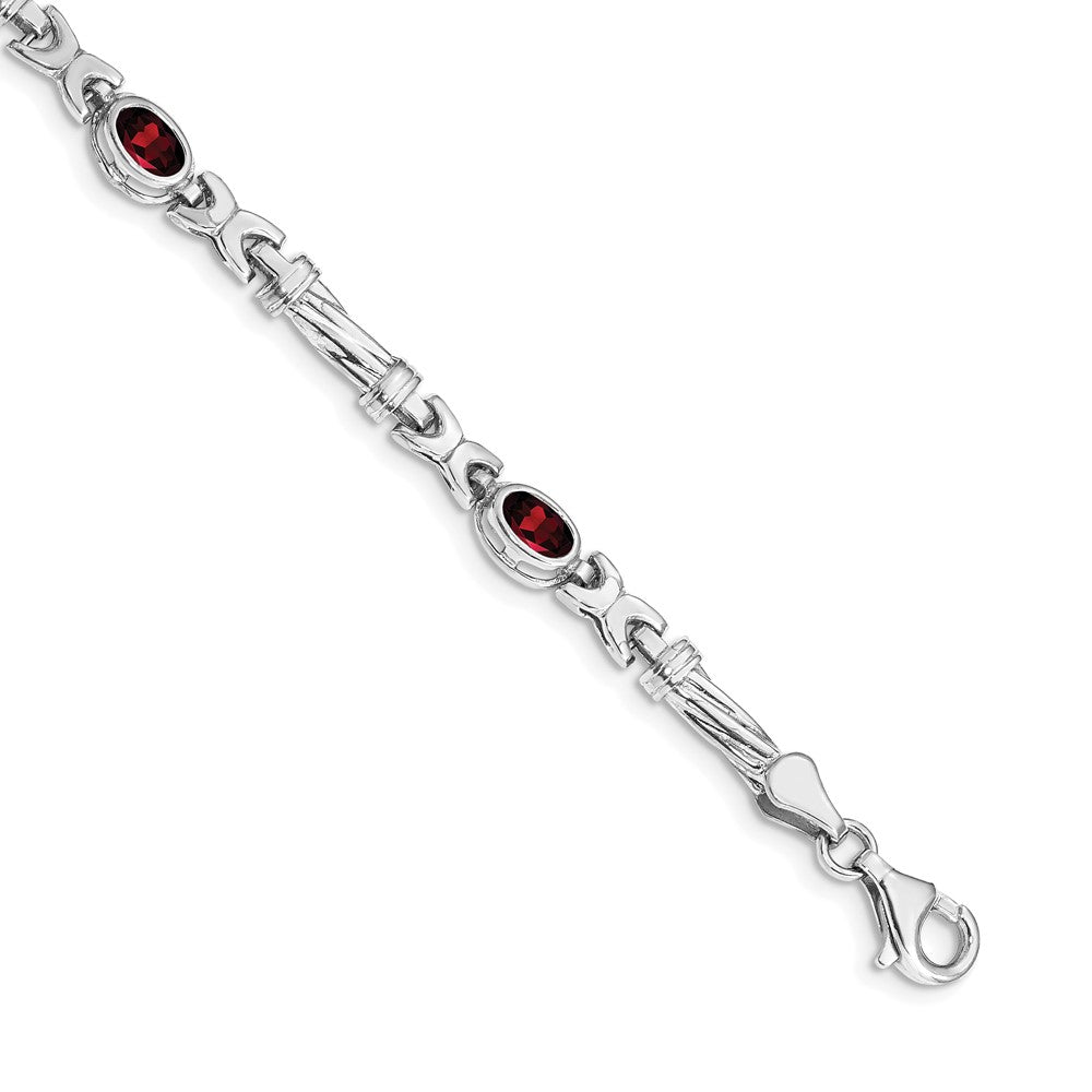 FJC Finejewelers 14 kt White Gold Garnet Bracelet 7 Inches x 5 mm