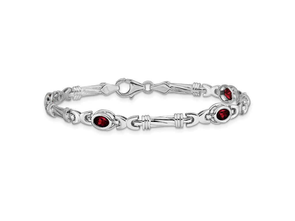 FJC Finejewelers 14 kt White Gold Garnet Bracelet 7 Inches x 5 mm