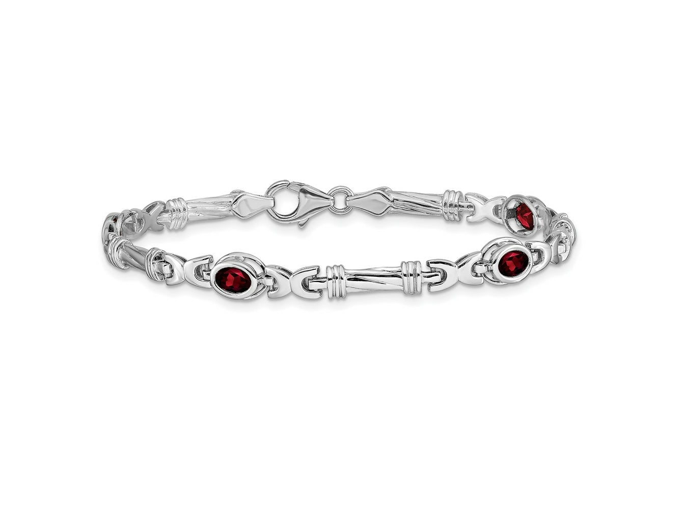 FJC Finejewelers 14 kt White Gold Garnet Bracelet 7 Inches x 5 mm