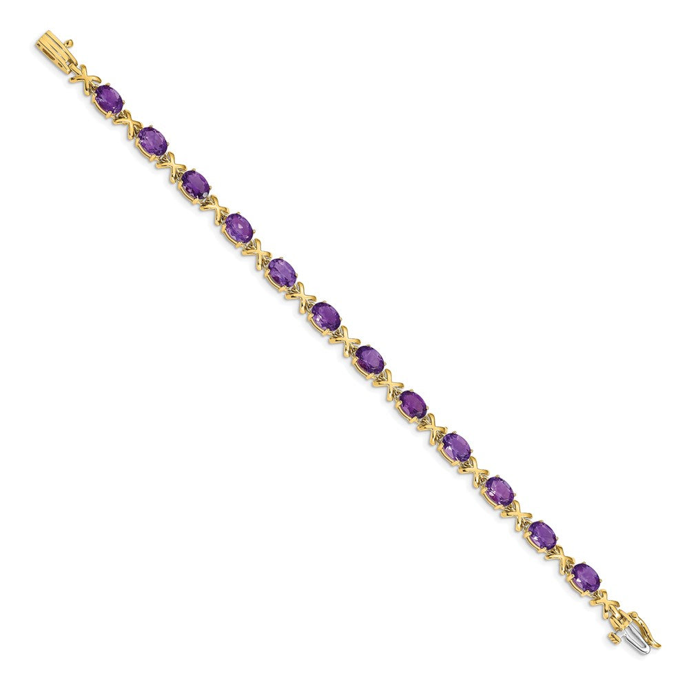 FJC Finejewelers 14 kt Yellow Gold Fancy 7x Oval Amethyst Bracelet 7 Inches x 5 mm
