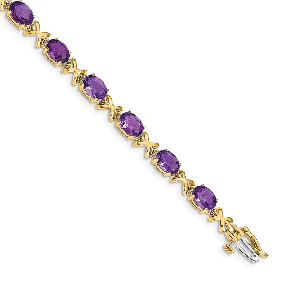 FJC Finejewelers 14 kt Yellow Gold Fancy 7x Oval Amethyst Bracelet 7 Inches x 5 mm
