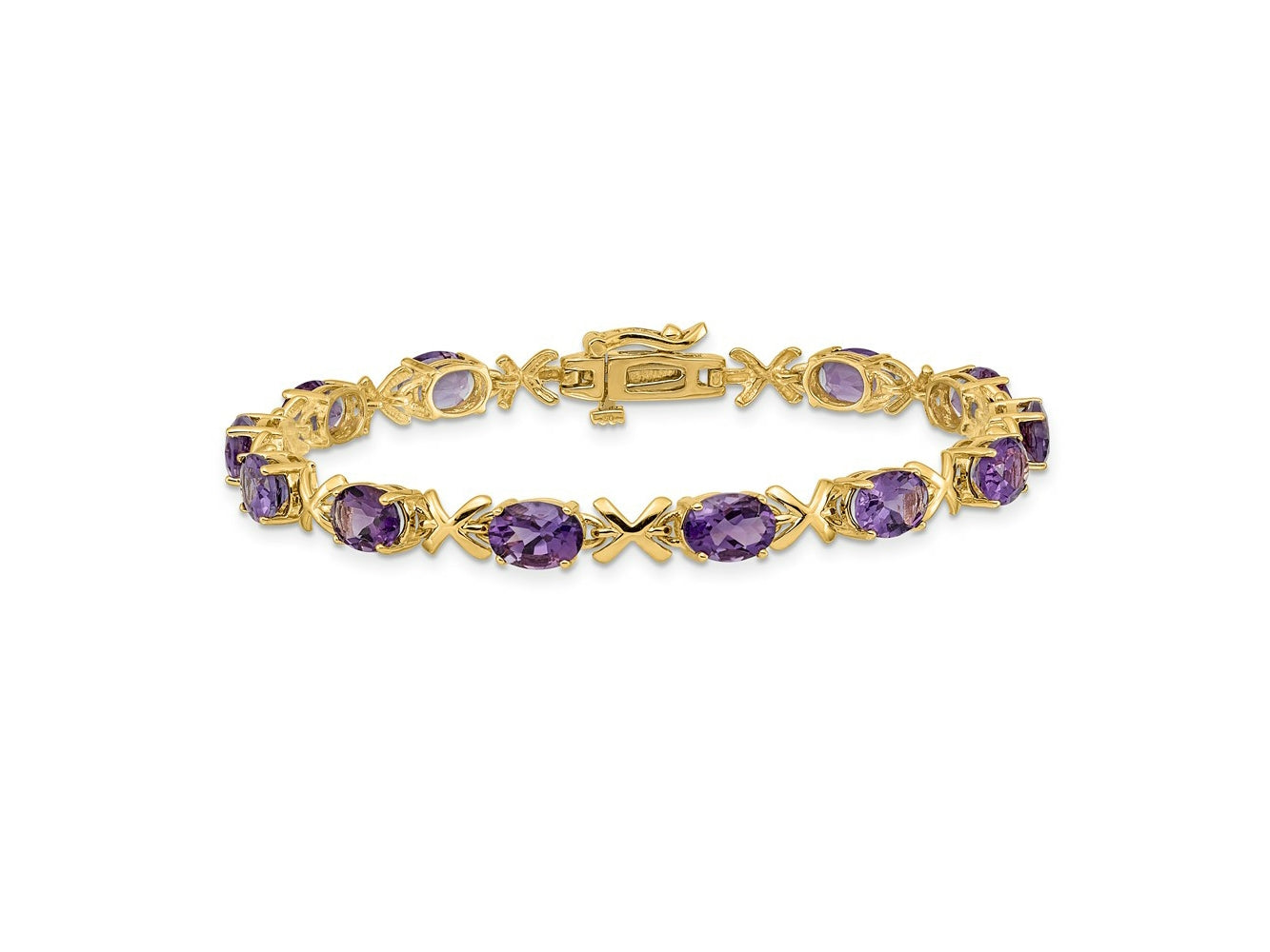 FJC Finejewelers 14 kt Yellow Gold Fancy 7x Oval Amethyst Bracelet 7 Inches x 5 mm