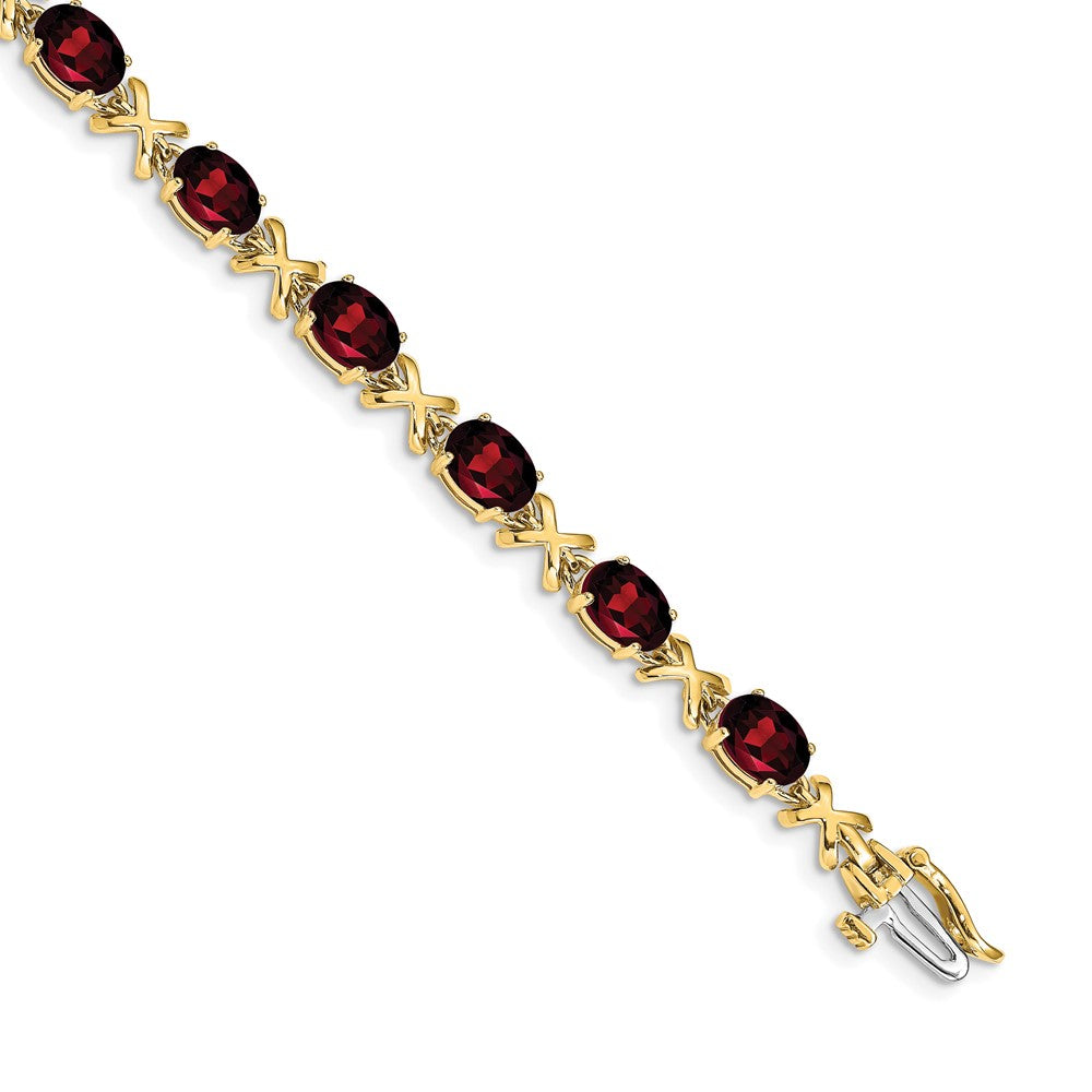 FJC Finejewelers 14 kt Yellow Gold 7x Oval Garnet Bracelet 7 Inches x 5 mm