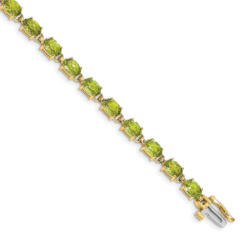 FJC Finejewelers 14 kt Yellow Gold 6x4mm Oval Peridot Bracelet 7 Inches x 4.5 mm