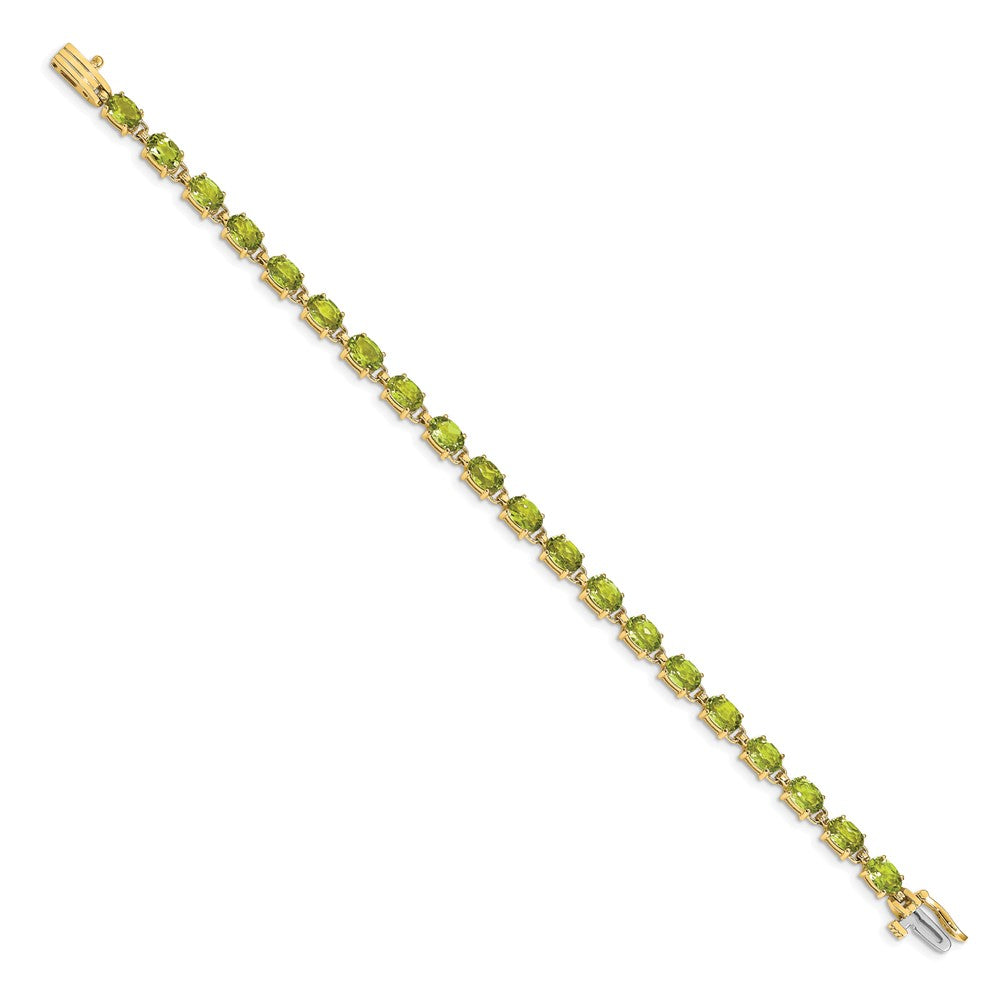 FJC Finejewelers 14 kt Yellow Gold 6x4mm Oval Peridot Bracelet 7 Inches x 4.5 mm
