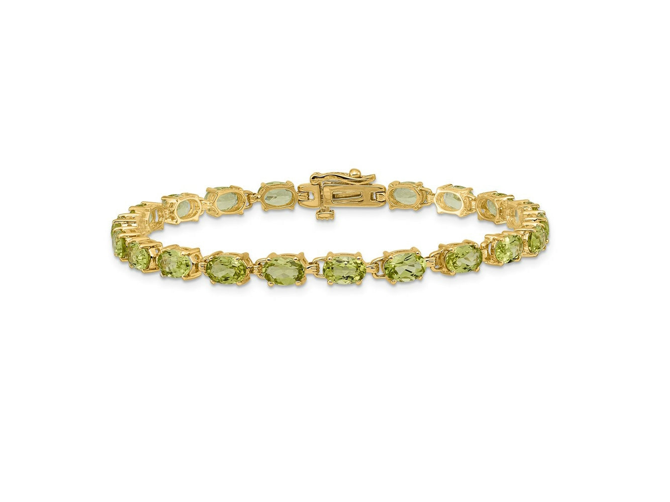 FJC Finejewelers 14 kt Yellow Gold 6x4mm Oval Peridot Bracelet 7 Inches x 4.5 mm