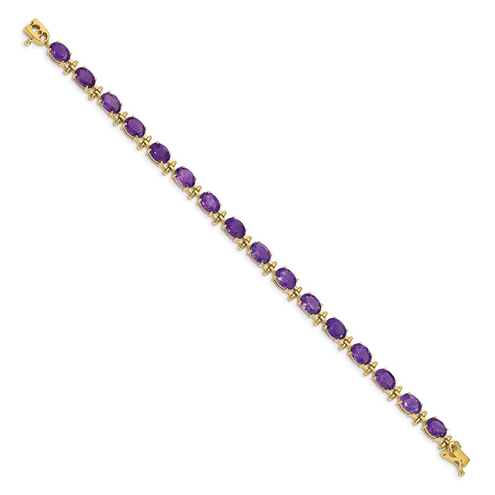 FJC Finejewelers 14 kt Yellow Gold Amethyst Bracelet 7 Inches x 5 mm