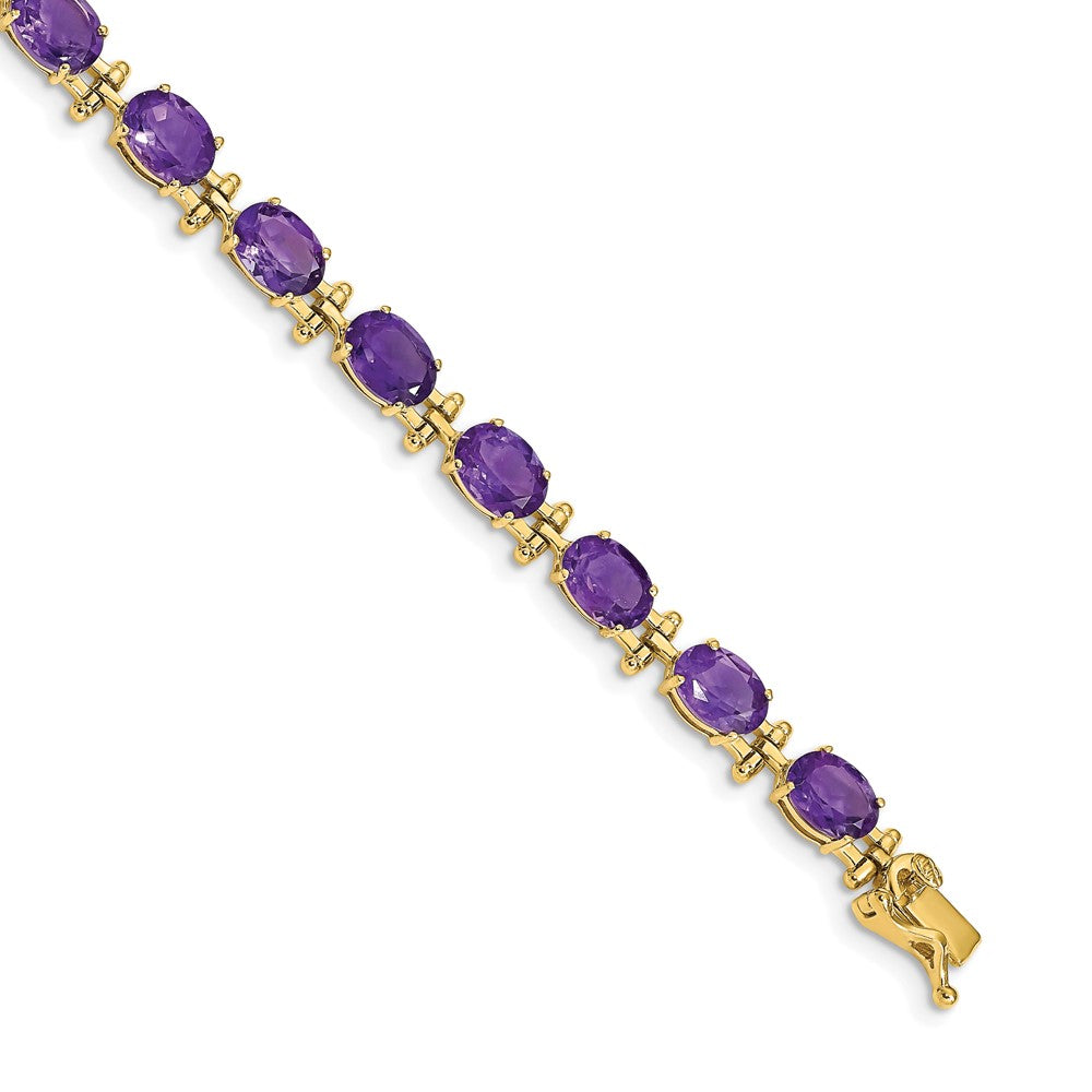 FJC Finejewelers 14 kt Yellow Gold Amethyst Bracelet 7 Inches x 5 mm