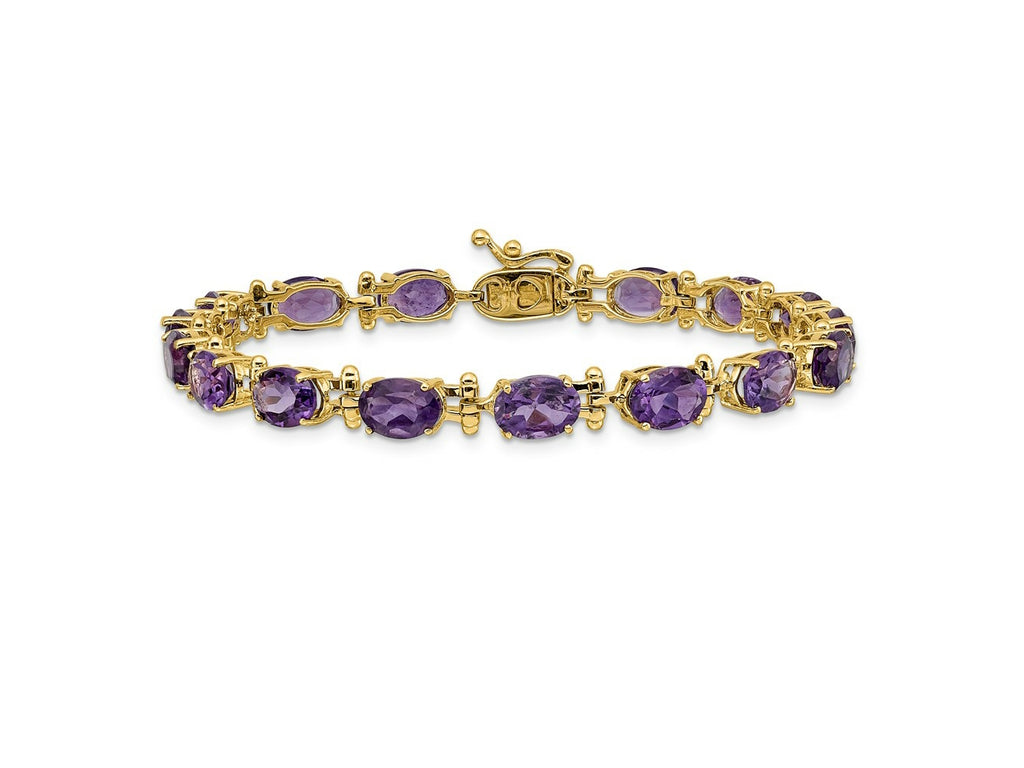 FJC Finejewelers 14 kt Yellow Gold Amethyst Bracelet 7 Inches x 5 mm