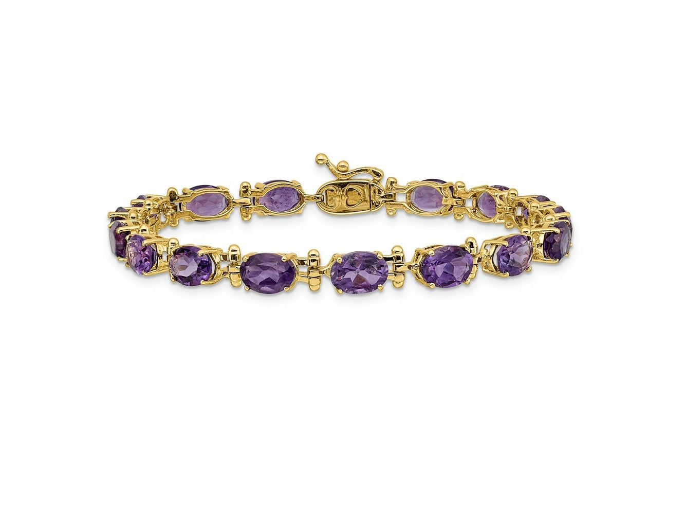 FJC Finejewelers 14 kt Yellow Gold Amethyst Bracelet 7 Inches x 5 mm