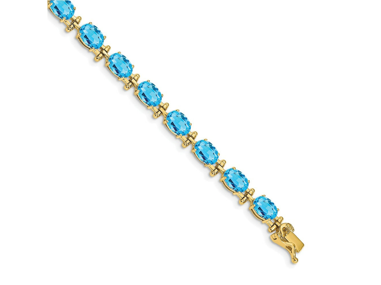 FJC Finejewelers 14 kt Yellow Gold Blue Topaz Bracelet 7 Inches x 5 mm