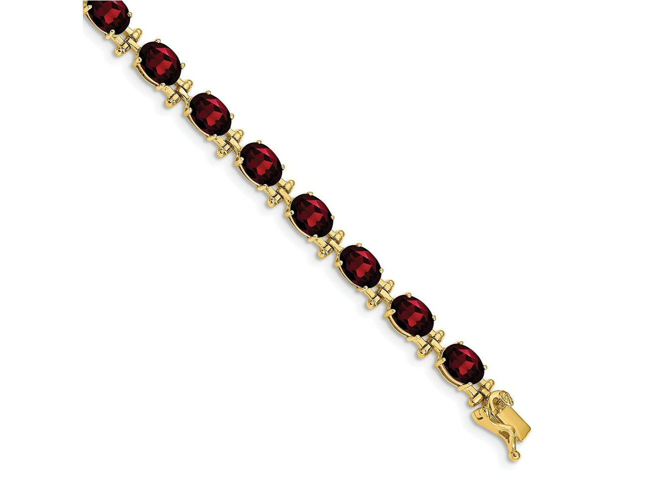 FJC Finejewelers 14 kt Yellow Gold Fancy Garnet Bracelet 7 Inches x 5 mm