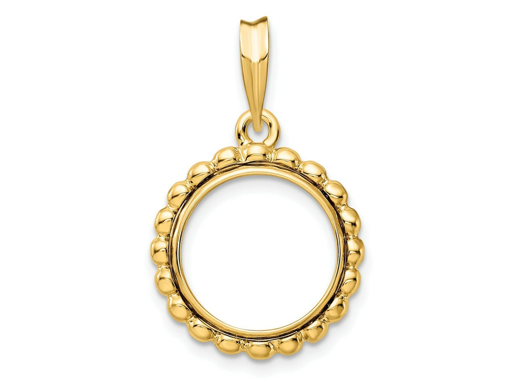 FJC Finejewelers 14 kt Yellow Gold with Beaded Edge 13.0mm Prong Coin Bezel Pendant