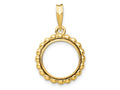 FJC Finejewelers 14 kt Yellow Gold with Beaded Edge 13.0mm Prong Coin Bezel Pendant