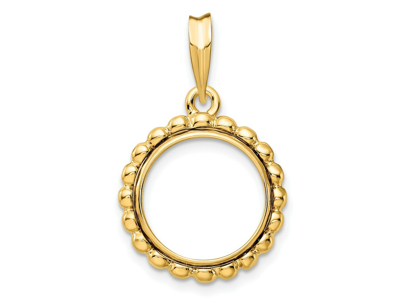 FJC Finejewelers 14 kt Yellow Gold with Beaded Edge 13.0mm Prong Coin Bezel Pendant