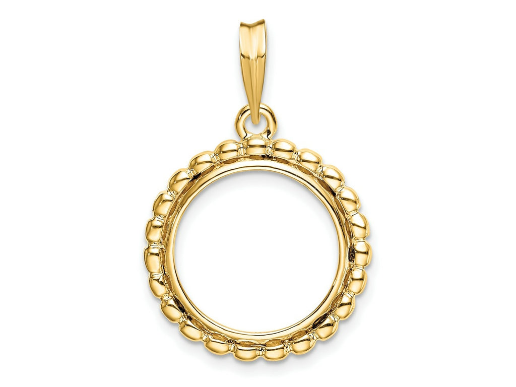 FJC Finejewelers 14 kt Yellow Gold with Beaded Edge 15.0mm Prong Coin Bezel Pendant
