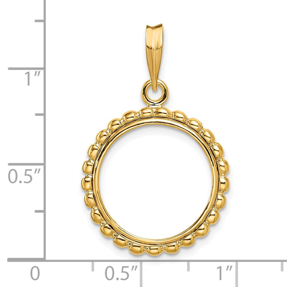 FJC Finejewelers 14 kt Yellow Gold with Beaded Edge 16.5mm Prong Coin Bezel Pendant