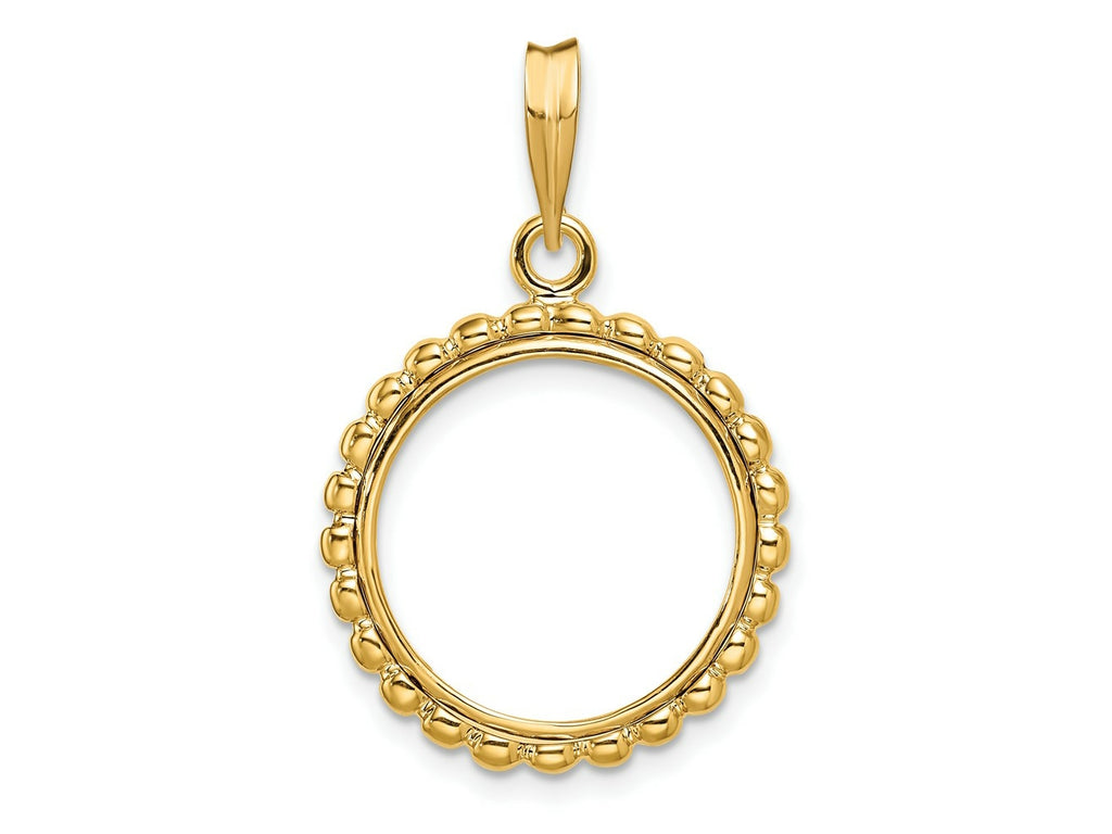 FJC Finejewelers 14 kt Yellow Gold with Beaded Edge 16.5mm Prong Coin Bezel Pendant