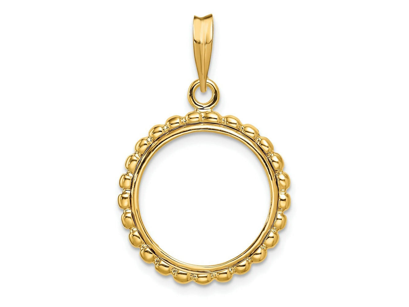FJC Finejewelers 14 kt Yellow Gold with Beaded Edge 16.5mm Prong Coin Bezel Pendant