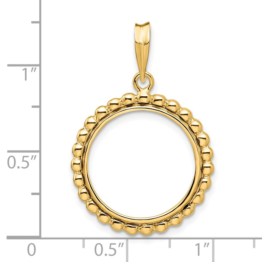 FJC Finejewelers 14 kt Yellow Gold with Beaded Edge 17.8mm Prong Coin Bezel Pendant