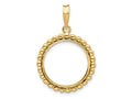 FJC Finejewelers 14 kt Yellow Gold with Beaded Edge 17.8mm Prong Coin Bezel Pendant