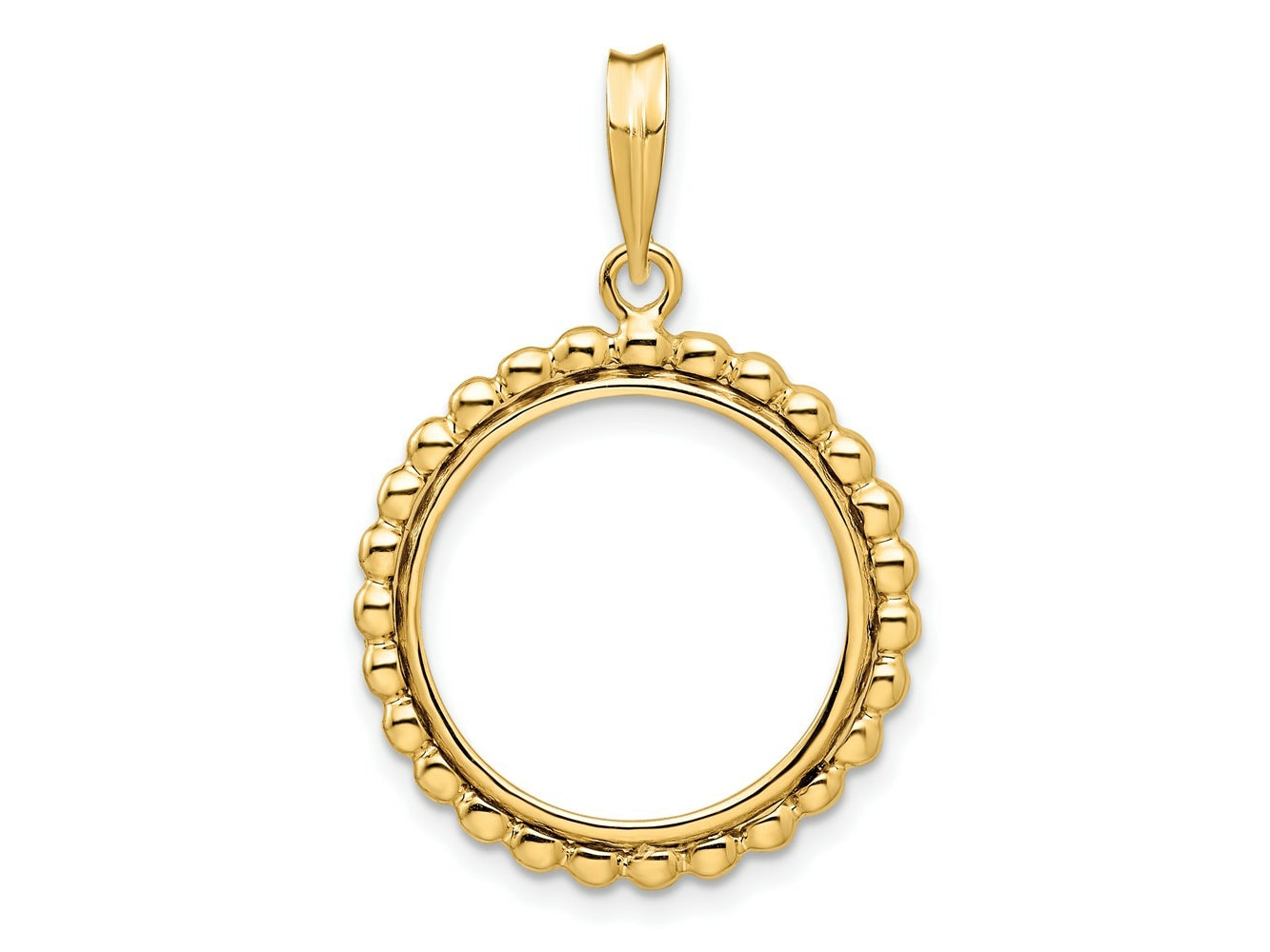 FJC Finejewelers 14 kt Yellow Gold with Beaded Edge 17.8mm Prong Coin Bezel Pendant