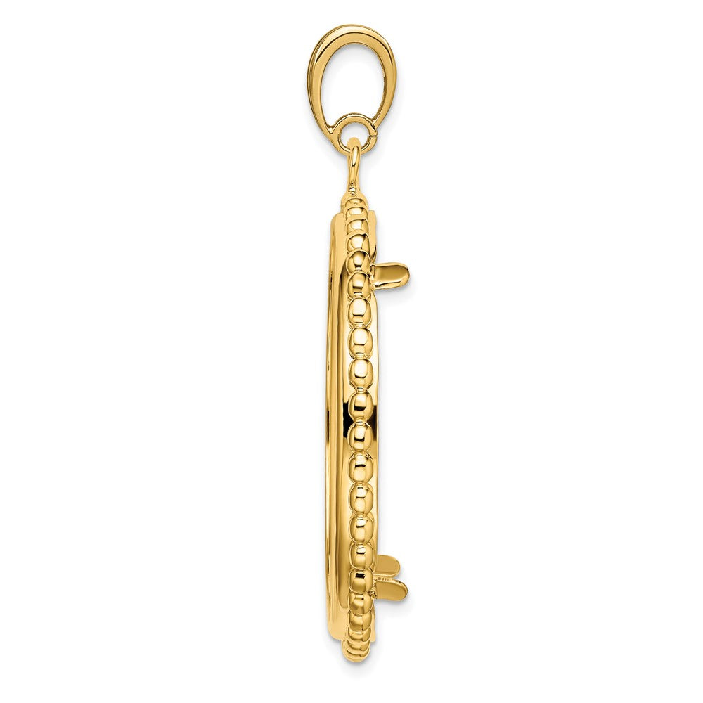 FJC Finejewelers 14 kt Yellow Gold with Beaded Edge 32.7mm Prong Coin Bezel Pendant