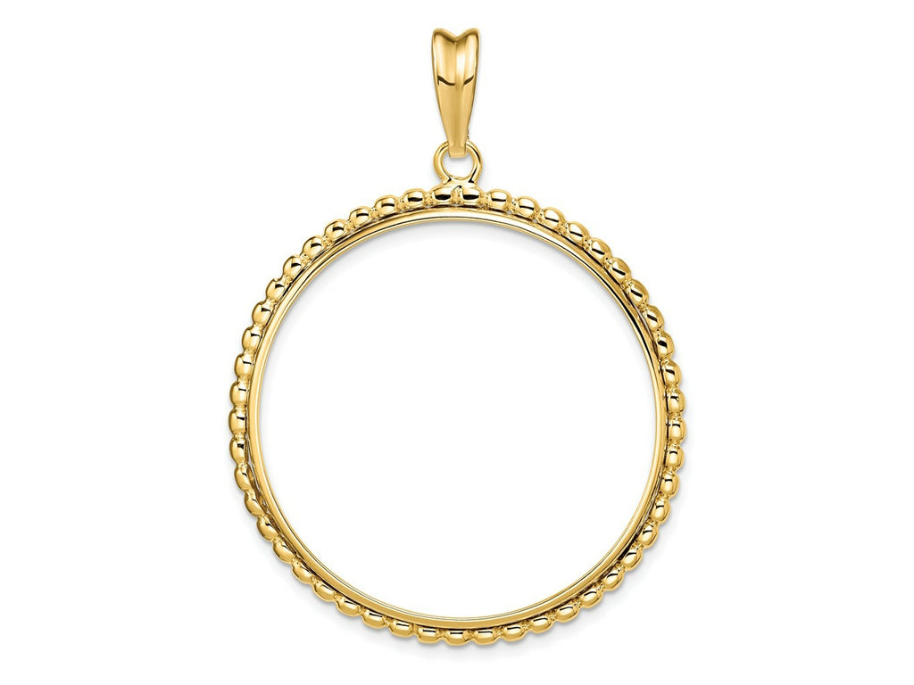 FJC Finejewelers 14 kt Yellow Gold with Beaded Edge 34.2mm Prong Coin Bezel Pendant