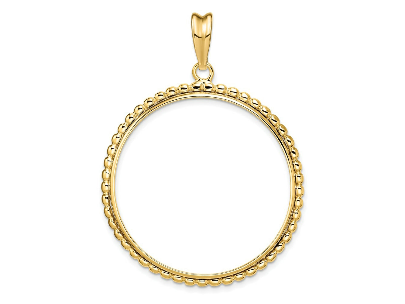 FJC Finejewelers 14 kt Yellow Gold with Beaded Edge 34.2mm Prong Coin Bezel Pendant