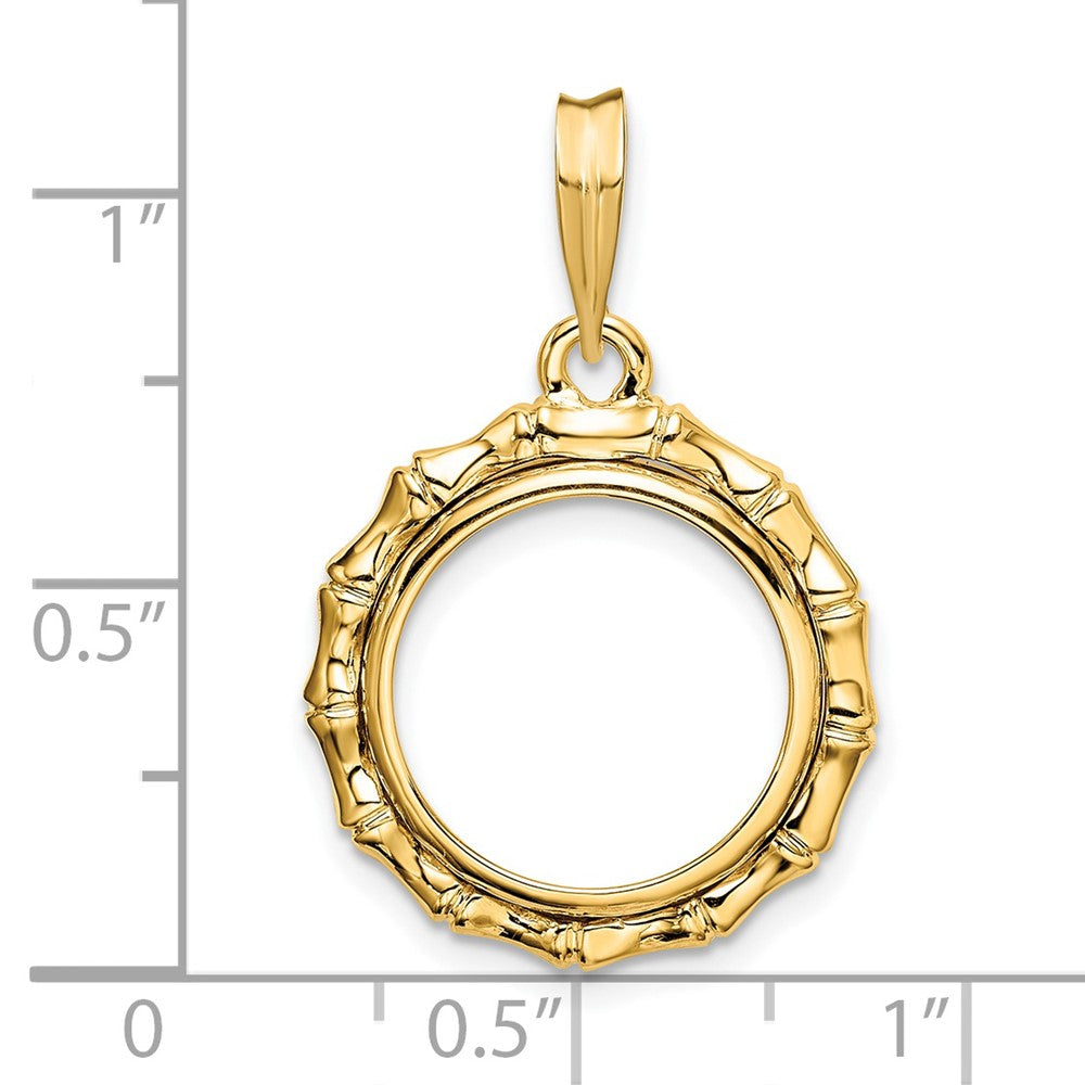 FJC Finejewelers 14 kt Yellow Gold Polished Bamboo 14.0mm Prong Coin Bezel Pendant