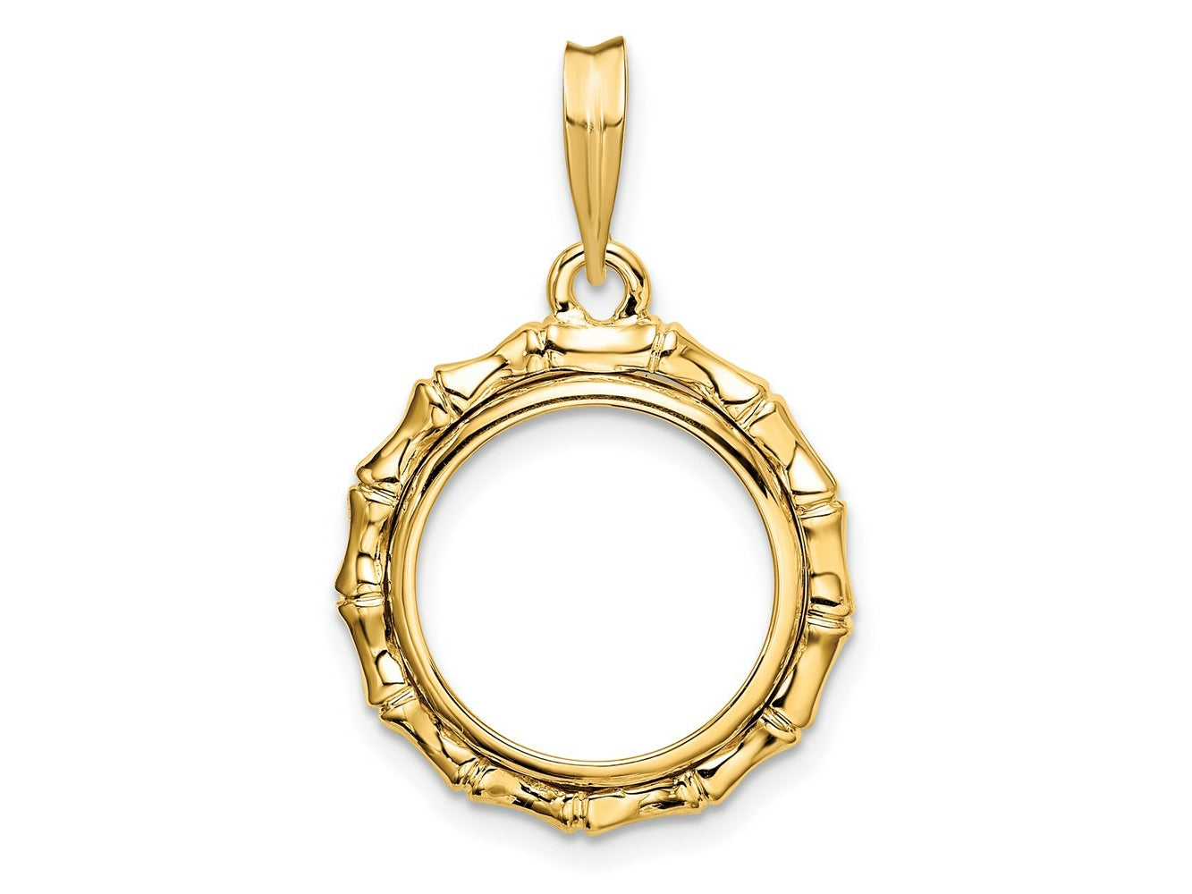 FJC Finejewelers 14 kt Yellow Gold Polished Bamboo 14.0mm Prong Coin Bezel Pendant