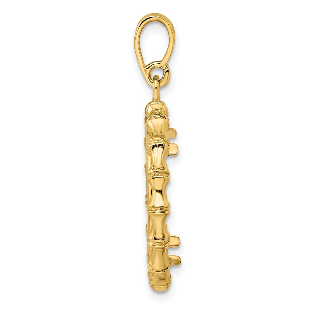 FJC Finejewelers 14 kt Yellow Gold Polished Bamboo 18.0mm Prong Coin Bezel Pendant
