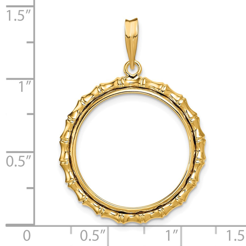 FJC Finejewelers 14 kt Yellow Gold Polished Bamboo 22.0mm Prong Coin Bezel Pendant