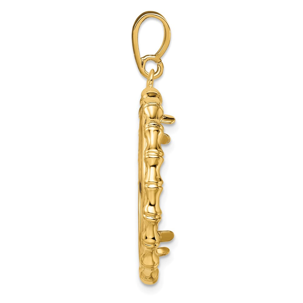 FJC Finejewelers 14 kt Yellow Gold Polished Bamboo 22.0mm Prong Coin Bezel Pendant