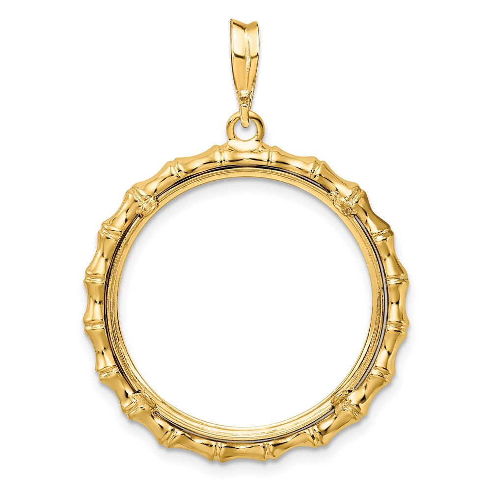 FJC Finejewelers 14 kt Yellow Gold Polished Bamboo 22.0mm Prong Coin Bezel Pendant