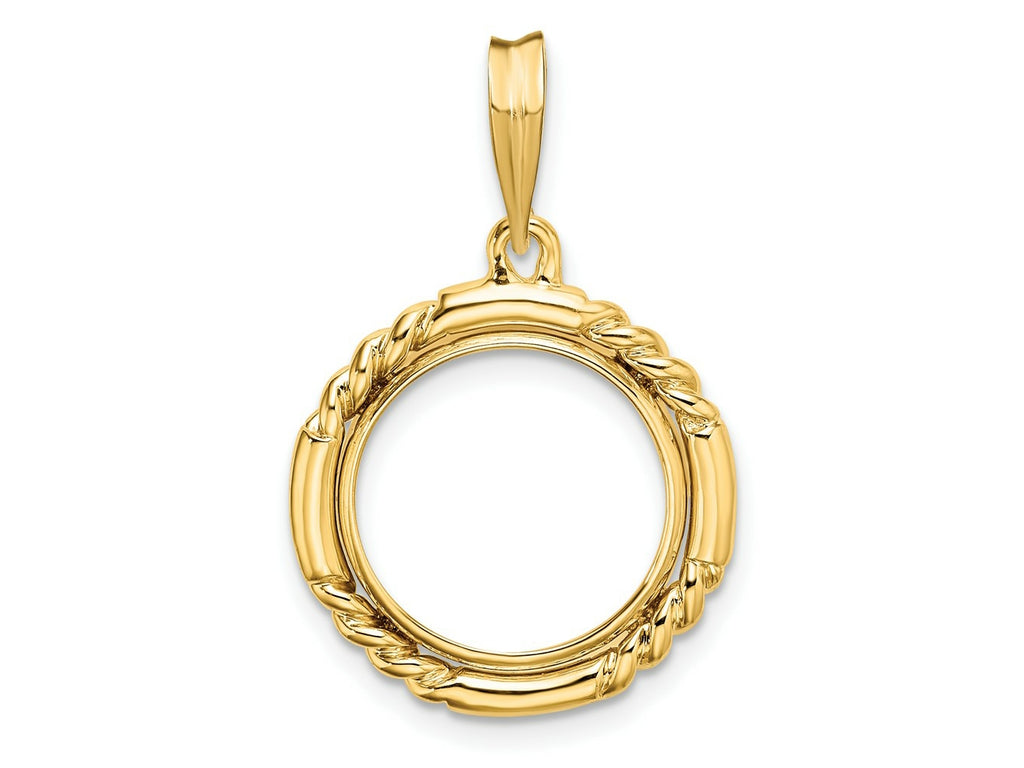 FJC Finejewelers 14 kt Yellow Gold Quadruple Twist and Bright 13mm Prong Coin Bezel Pendant