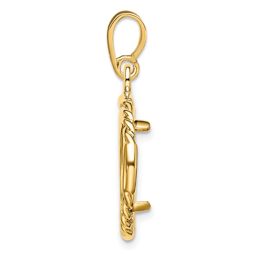 FJC Finejewelers 14 kt Yellow Gold Quadruple Twist and Bright 14mm Prong Coin Bezel Pendant