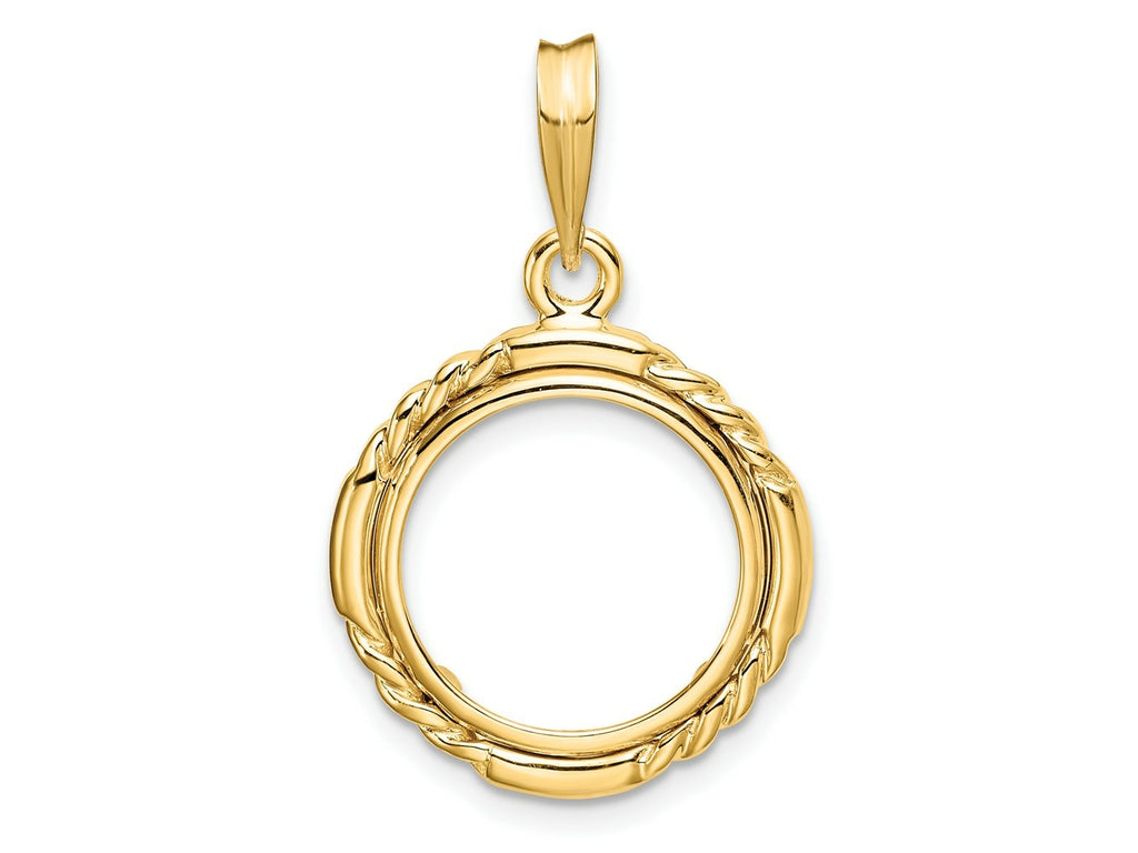 FJC Finejewelers 14 kt Yellow Gold Quadruple Twist and Bright 14mm Prong Coin Bezel Pendant