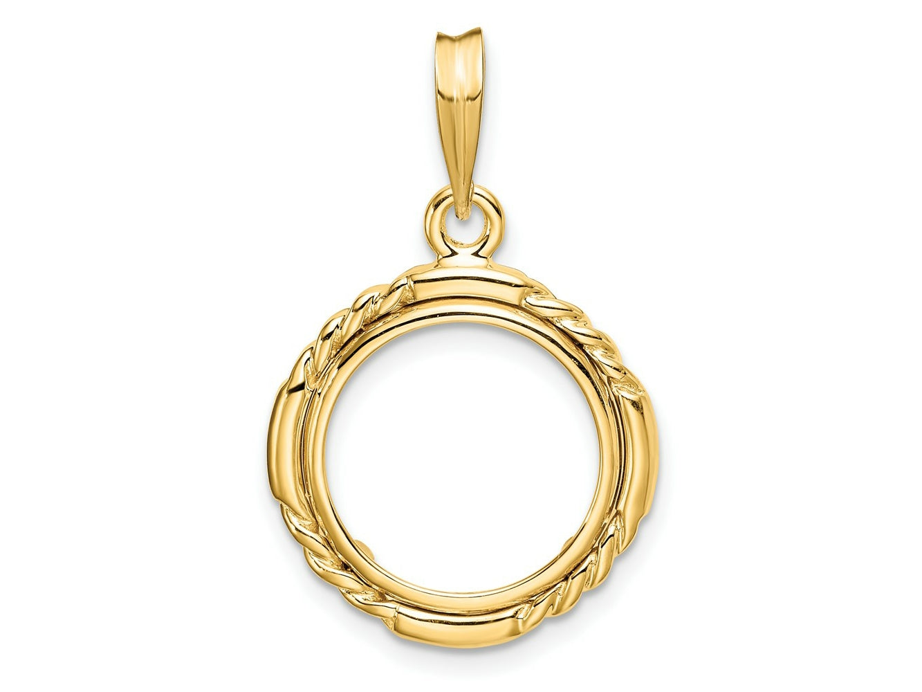 FJC Finejewelers 14 kt Yellow Gold Quadruple Twist and Bright 14mm Prong Coin Bezel Pendant