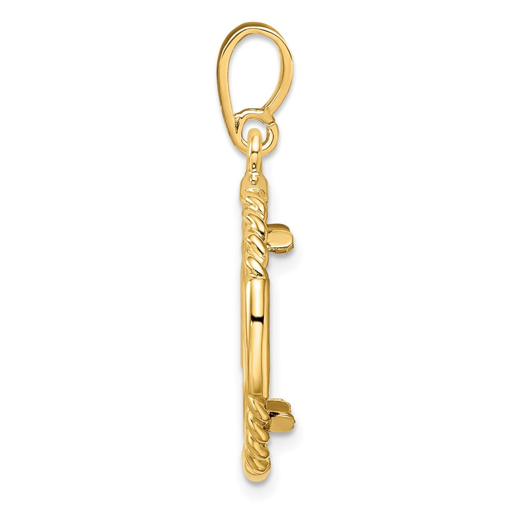 FJC Finejewelers 14 kt Yellow Gold Quadruple Twist and Bright 16.5mm Prong Coin Bezel Pendant