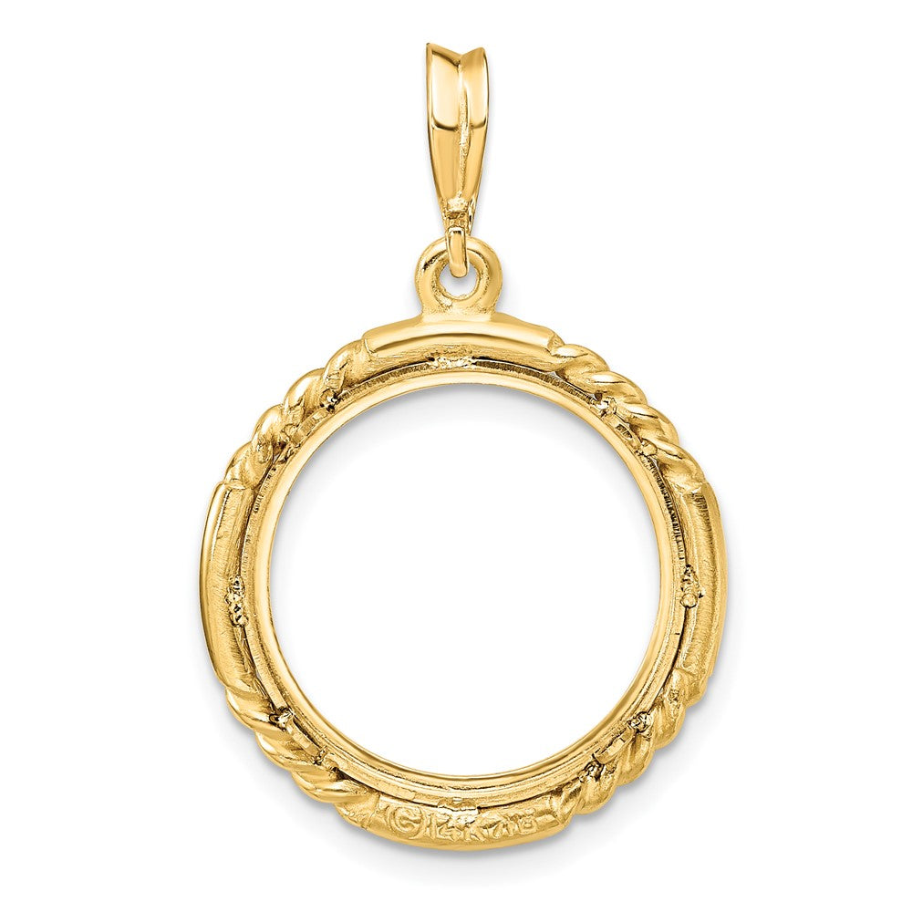 FJC Finejewelers 14 kt Yellow Gold Quadruple Twist and Bright 16.5mm Prong Coin Bezel Pendant