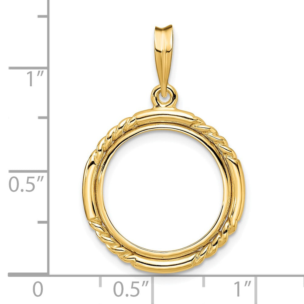 FJC Finejewelers 14 kt Yellow Gold Quadruple Twist and Bright 16.5mm Prong Coin Bezel Pendant