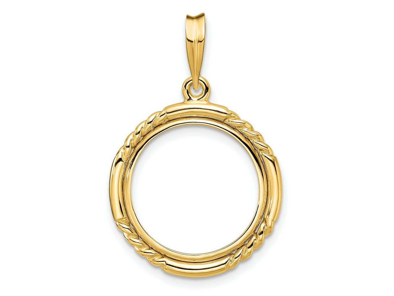 FJC Finejewelers 14 kt Yellow Gold Quadruple Twist and Bright 16.5mm Prong Coin Bezel Pendant
