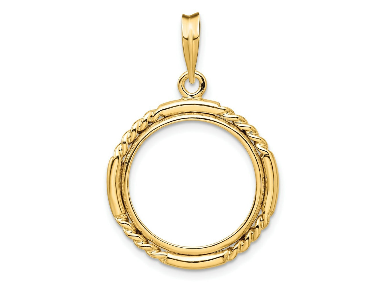 FJC Finejewelers 14 kt Yellow Gold Quadruple Twist and Bright 17.8mm Prong Coin Bezel Pendant