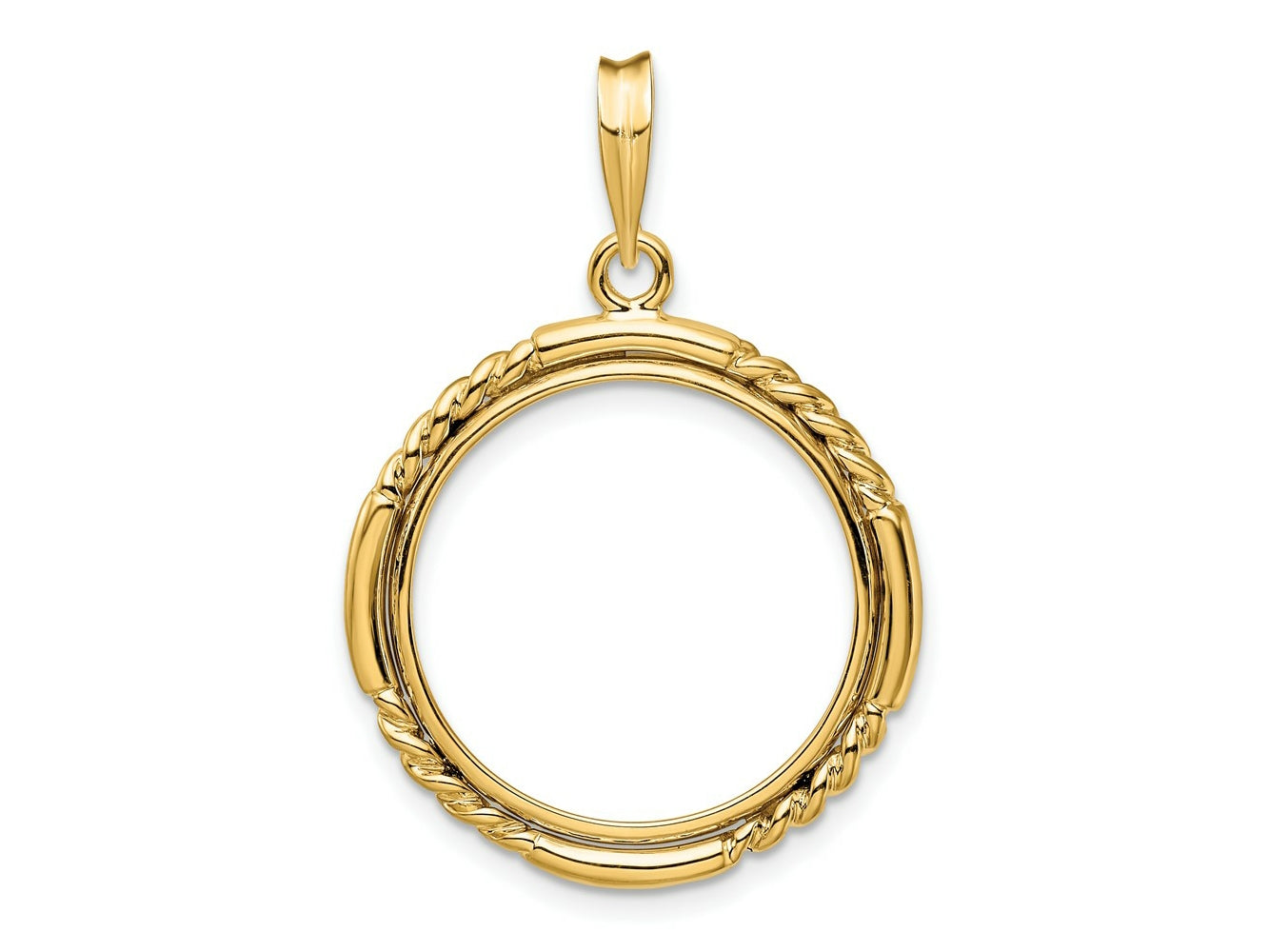 FJC Finejewelers 14 kt Yellow Gold Quadruple Twist and Bright 20mm Prong Coin Bezel Pendant