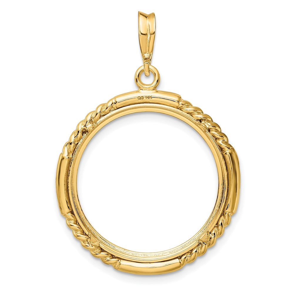 FJC Finejewelers 14 kt Yellow Gold Quadruple Twist and Bright 21.6mm Prong Coin Bezel Pendant