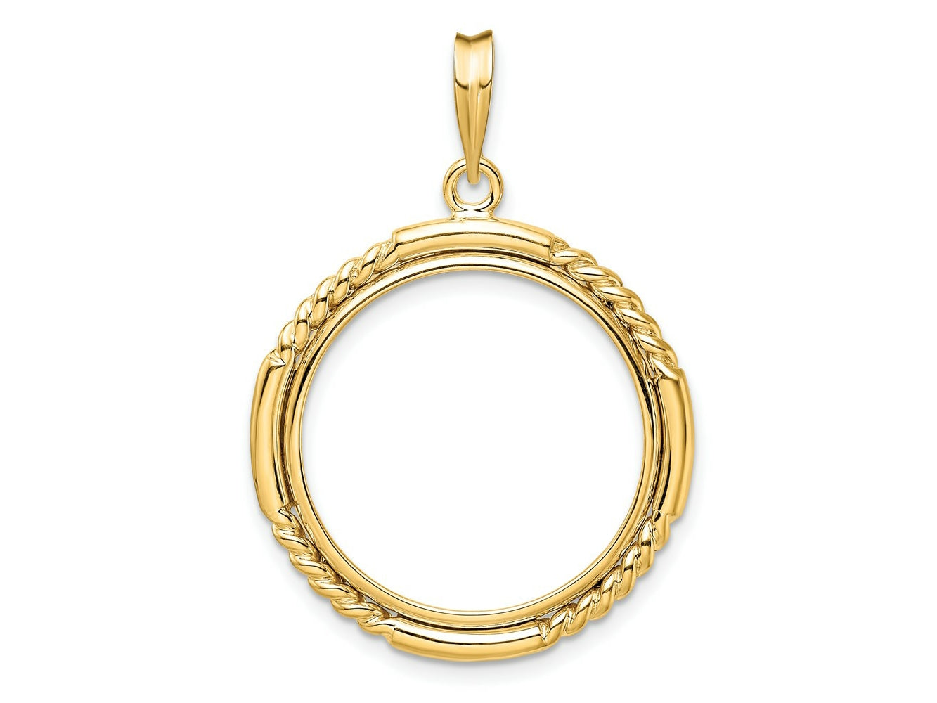 FJC Finejewelers 14 kt Yellow Gold Quadruple Twist and Bright 21.6mm Prong Coin Bezel Pendant